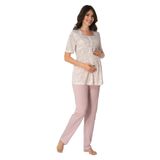 Bestin Kadın Pembe Hamile Lohusa Kısa Kollu Pijama Takımı, L, DN8012EF-19804IGP254579