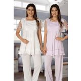 Bestin Kadın Pembe Hamile Lohusa Kısa Kollu Pijama Takımı, M, DT2051EF-869DST0012078