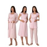 Bestin Kadın Pembe Hamile Lohusa Sabahlıklı Gecelik Ve Pijama Takım Set, M, B6016EF-89D0018310089