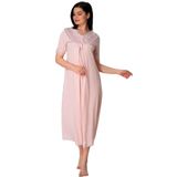 Bestin Kadın Pembe Kısa Kollu Dantelli Hamile Lohusa Gecelik, 2XL, DS5033EF-86D0018319898