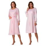 Bestin Kadın Pembe Sabahlıklı Hamile Lohusa Gecelik Takımı, 2XL, DT2055EF-869BST0007641