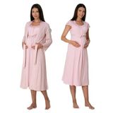 Bestin Kadın Pembe Sabahlıklı Hamile Lohusa Gecelik Takımı, XL, CT6015EF-89C0018314740