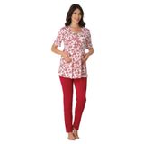 Bestin Kadın Vişne Hamile Lohusa Kısa Kollu Pijama Takımı, 2XL, D8012EF-869DST0004664