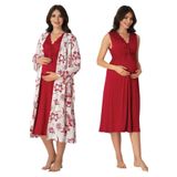 Bestin Kadın Vişne Hamile Lohusa Sabahlık Ve Gecelik Takım, 2XL, CT8035EF-19804IGP260341
