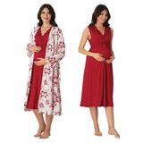 Bestin Kadın Vişne Hamile Lohusa Sabahlık Ve Gecelik Takım, L, DW8035EF-86D0018320427