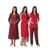 Bestin Kadın Vişne Hamile Lohusa Sabahlıklı Gecelik Ve Pijama Set 8056, S, TYC00271191629-89D0018310036