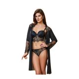 Bestin Siyah Destekli Dantelli Sütyen Külot Ve Sabahlık Üçlü Takım, 80B, SL3519NT-869SC0319701