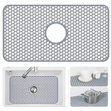 Bestjing Silikon Lavabo Koruyucuları Mutfak Evyesi için Merkezi Tahliye - 66 cm x 35 cm Katlanır Kaymaz Isıya Dayanıklı Evye Paspası Çiftlik Evinin Altı için Paslanmaz Çelik Porselen Lavabo Paspası