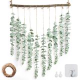 Bestjing Yapay Okaliptüs Duvara Asılı Dekor, 15.7'' Sahte Okaliptüs Yaprakları Yeşillik Okaliptüs Asmaları Duvara Asılı Bitkiler, Banyo, Yatak Odası, Oturma Odası Süslemeleri için Çiftlik Evi Rustik Boho Duvar