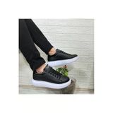 Bestof Ayakkabı Bestof 150 Siyah-Beyaz Fuspetli Sneaker Düz Taban Spor Ayakkabı