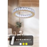 bestof tasarım Zilla 2'li Modern Sarkıt Kristal Taşlı Led Kumandalı 3 Renk Avize - 40 Cm