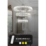 bestof tasarım Zilla 3'lü Modern Sarkıt Kristal Taşlı Led Kumandalı 3 Renk Avize
