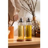 Bestofhome 2'li Cam Yağdanlık 500 ml Damlatmaz Yağdanlık Standlı