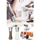 Bestofhome 2'li Paslanmaz Çelik Kapaklı Değirmen Cam Gövdeli Tuz Karabiber Değirmeni Öğütücü 19 Cm