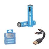 Beston USB Type-C Kablo ile Şarj Edilebilir Lityum 2'li İnce Pil 1.5V AAA / 2220 mWH – 150mAH