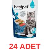 Bestpet 24x85 gr Jelly Pouch Ton Balıklı ve Hamsili Yetişkin Kedi Konservesi