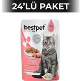 Bestpet 24x85 gr Sterilised Jelly Pouch Somonlu Yetişkin Yaş Kedi Maması