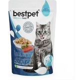 Bestpet 3x85 gr Adult Jelly Pouch Ton ve Sardalyalı Kedi Maması