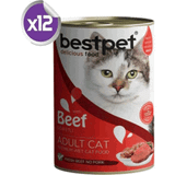 Bestpet Beef Sığır Etli Konserve Yetişkin 12x400 gr Kedi Maması