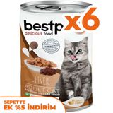 Bestpet Ciğerli Parça Etli ve Soslu 6x400 gr Yetişkin Kedi Konservesi