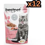 Bestpet Kısırlaştırılmış Kediler Için Tahılsız, Jöle Içinde Somon Parça Etli Yaş Mama 12X85 gr - 12x85g