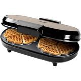 bestron Çift Kalp Waffle Makinesi, 1200W, Yapışmaz Kaplama, Bej Renk, Eğlenceli ve Lezzetli Waffle lar İçin
