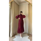BestShopping Piliseli Abiye Elbise Bordo Midi Boy