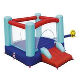 Bestway 53310 Spring 'n Slide Şişme Zıplama Ringi Kaydıraklı File Korumalı Kale Temalı 113 kg Taşıma Kapasiteli Ev ve Bahçe Tipi Çocuk Trambolini Polyester Üniseks