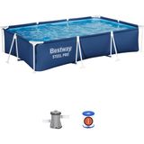 Bestway® 56411 Steel Pro® Dikdörtgen Yerüstü Prefabrik Havuz Seti 3,00 M X 2,01 M X 66