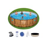 Bestway 56977 Prefabrik Aile Havuzu Rattan Desen 549x122cm Merdiven Örtü Filtre Set