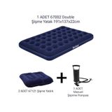 Bestway 67002 Şişme Yatak Yastıklı Ve Pompalı Lacivert