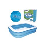 Bestway Büyük Boy Dikdörtgen Şişme Aile Havuzu, 211x132x46 cm, Mavi-Beyaz, Pompa Dahil
