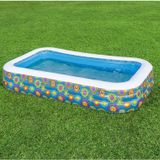 Bestway Çiçek Desenli Şişme Aile Havuzu 305X183x56 Cm + El Pompası + Üst Kapama Örtüsü 54121 Bw546