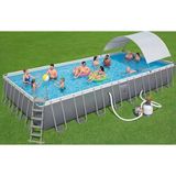 Bestway Gölgelikli Prefabrik Dikdörtgen Yer Üstü Havuz Seti 956 cm x 488 cm x 132 cm 56623 BW600