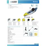 Bestway Hydro-Force 65178 Dash Elite X1 Tek Kişilik Kano Seti 3.35M x 92CM x 30CM - Mavi - Sarı