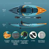 Bestway Hydro-Force 65180 Surge Elite X1 Tek Kişilik Kano Seti 3.12M x 94CM x 30CM - Mavi - Gri