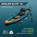 Bestway Hydro-Force 65197 Angler Elite X1 Balıkçı Kanosu Seti 3.80M x 99CM - Mavi - Turuncu