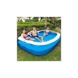 Bestway Pompa Hediyeli Mega Boy Dikdörtgen Şişme Aile Havuzu, 262x175x51cm, Mavi