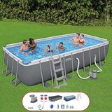 Bestway Steel Pro Max Yer Üstü Prefabrik Dikdörtgen Havuz Seti 549CM x 274CM x 122CM 56465 BW586 - Renkli