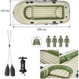 Bestway Voyager Set X4 350X145CM PVC Malzeme ile 4 Kişilik Bot Kürek ve Pompa Seti