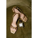 Bestyle Wrap Bağcıklı Topuklu Gold Sandalet