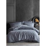 Besyamihome Premium Serisi Pamuk Saten Çizgili Çift Kişilik Nevresim Takımı - 200 x 210 cm - Antrasit - Gri