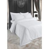Besyamihome Premium Serisi Pamuk Saten Çizgili Çift Kişilik Nevresim Takımı - 200 x 210 cm - Beyaz