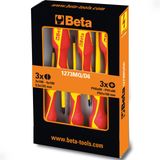 Beta 1273 MQ/D6-6 Tornavida Seti, Tornavida Seti 6 Parça, Saplı, Her biri 3 Yuvalı ve Çapraz Yuvalı, Son Derece Dayanıklı Alet, Ağırlık: 478 g), Sarı/Kırmızı, 12730851