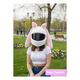 Beta Beyaz Pembe Peluş Kask Kılıfı Uzun Kulaklı Tavşan Süsü