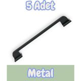Beta Düz Antrasit Alüminyum Metal Lüks Modern Mobilya Çekmece Mutfak Dolabı Kulpu 160MM-192MM - 5 Adet