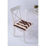 Beta Kahve Krem Pofidik Sandalye Minderi Bağcıklı 40x40cm - 40 x 40 cm - Kahve - Krem