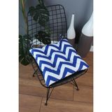 Beta Mavi Zikzak Pofidik Sandalye Minderi Bağcıklı 40x40cm - 40 x 40 cm