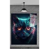 Beta Moda Hub 3D Kedi Görseli 1 Temperli Cam Üzerine Tablo Sevgilinize Yılbaşı Hediye