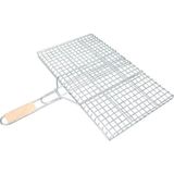 Beta Moda Hub Ahşap Saplı Mangal Izgarası Galvanizli Paslanmaz Kafes Demir 30 x 40 cm